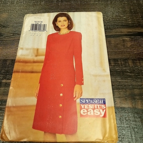 Other - Vintage See & Sew Sewing Pattern 3730 Women's Petite Dress Size 12-16 Uncut
